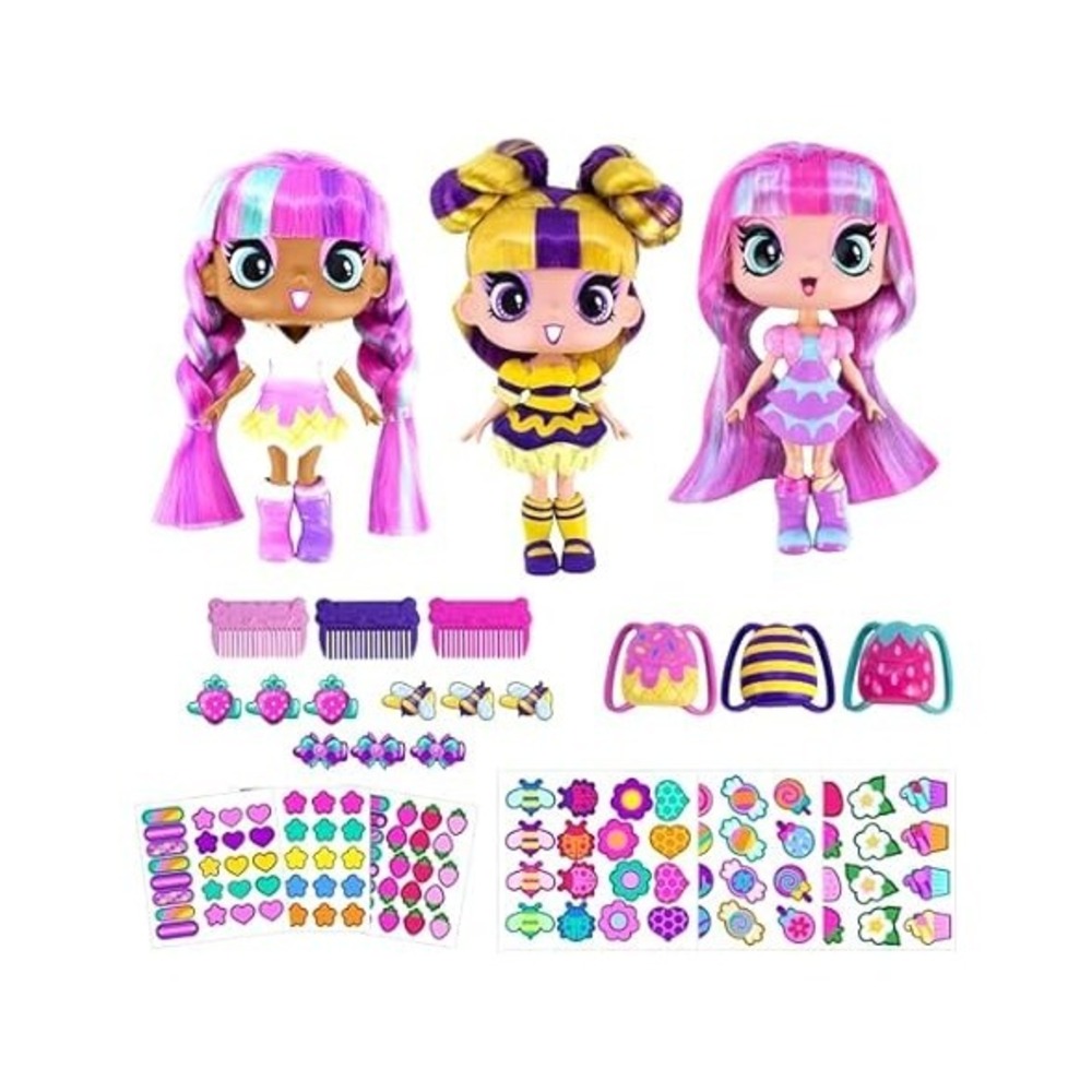DECORA GIRLZ 5" Dolls -3 Pack B - Blossom, Buzzy, and Sweetie